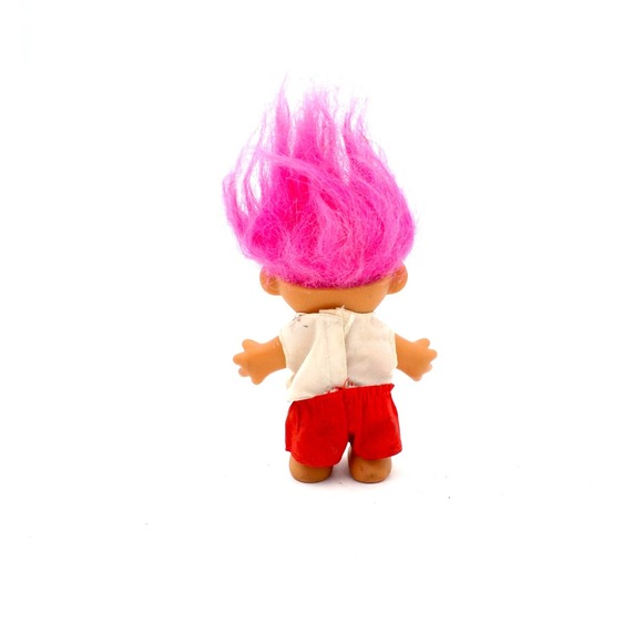 Retro Lifeguard Troll Doll Pink Hair Red Shorts Classic Toy Collectible - Picture 4 of 11